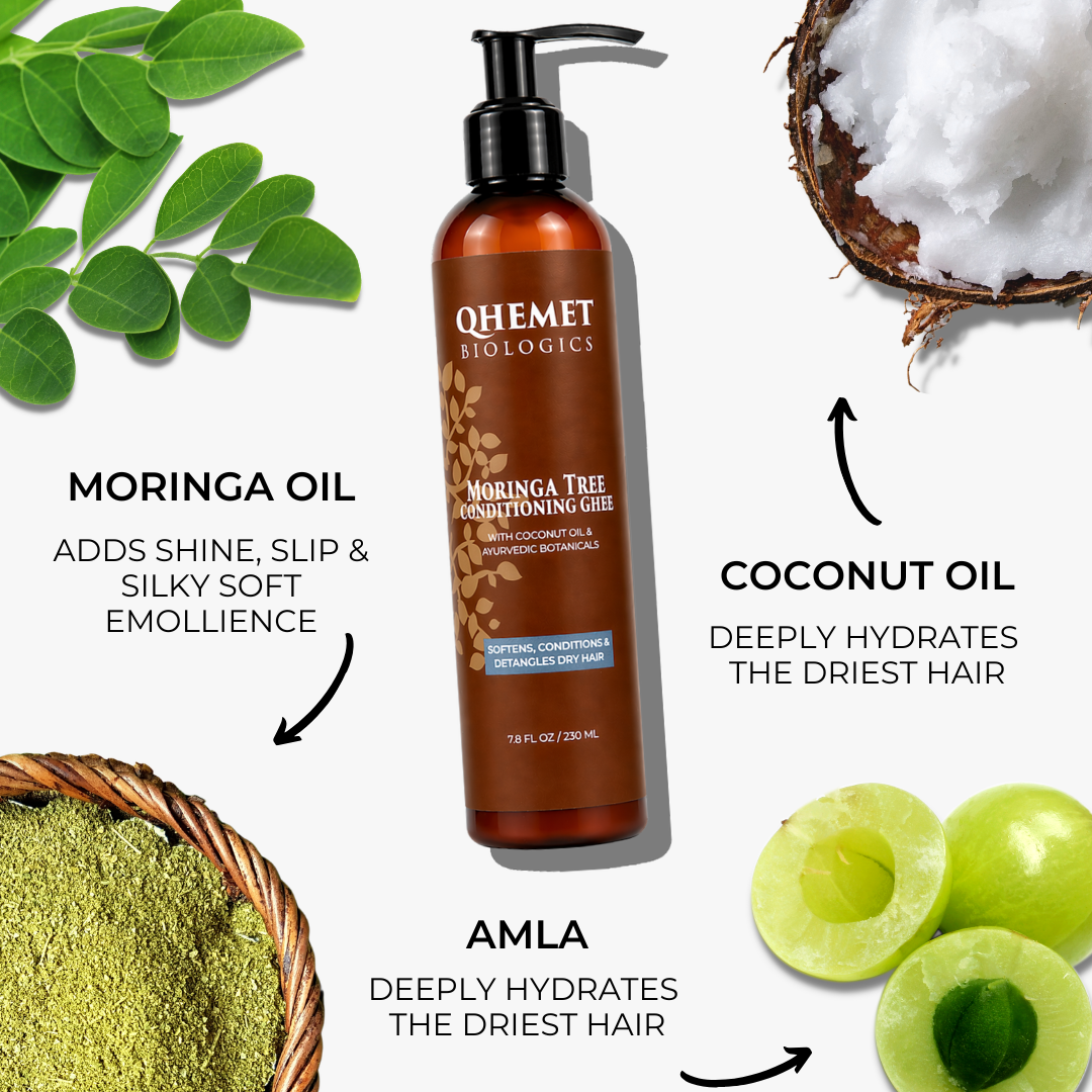 Moringa Tree Conditioning Ghee for Low Porosity African Hair – Qhemet  Biologics