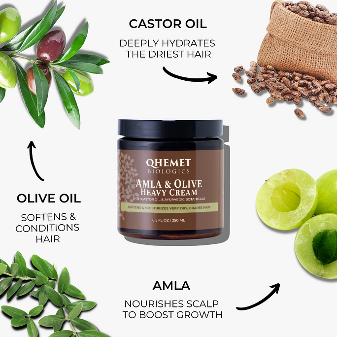 Amla & Olive Heavy Cream Moisturizer for 4C Hair – Qhemet Biologics